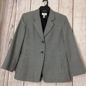 Vintage Talbots Womens Houndstooth Wool Blazer Jacket size 10 Petite